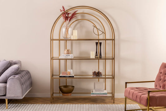 Lola Curve Metal Bookcase with 4 Shelves by Vivense